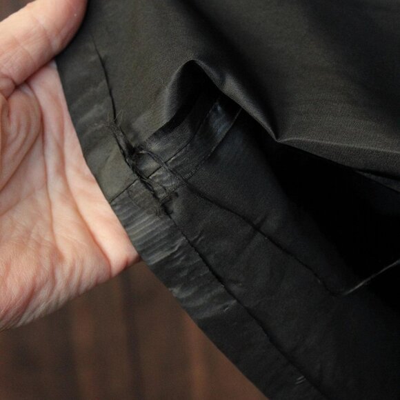 Vintage 1960s Dress, Black Taffeta Maxidress, Long Wiggle Moire, Sequin Trim - Picture 10 of 10